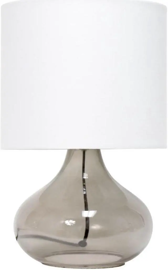 Alt view image 13 of 14 - Simple Designs Glass Raindrop Table Lamp with Fabric Shade, Smoke Gray with White Shade