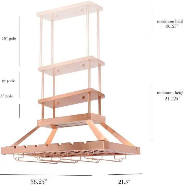 Alt view image 20 of 20 - Elegant Designs 2 Light LED Overhead Wine Rack, Copper