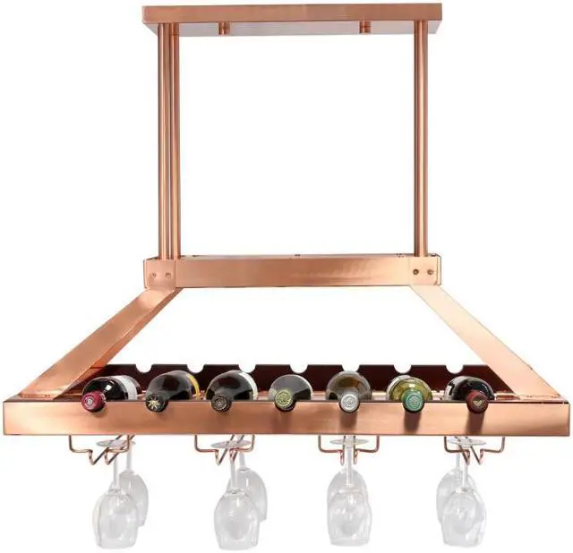 Alt view image 19 of 20 - Elegant Designs 2 Light LED Overhead Wine Rack, Copper