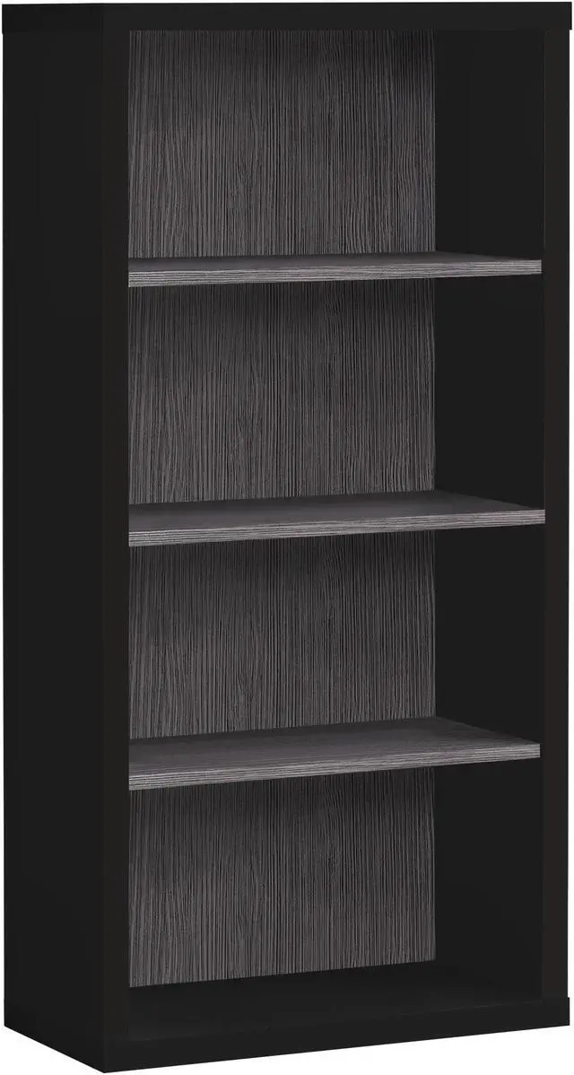Alt view image 5 of 10 - Monarch Specialties 48"H Bookcase with 3 Adjustable Shelves - Black, Grey