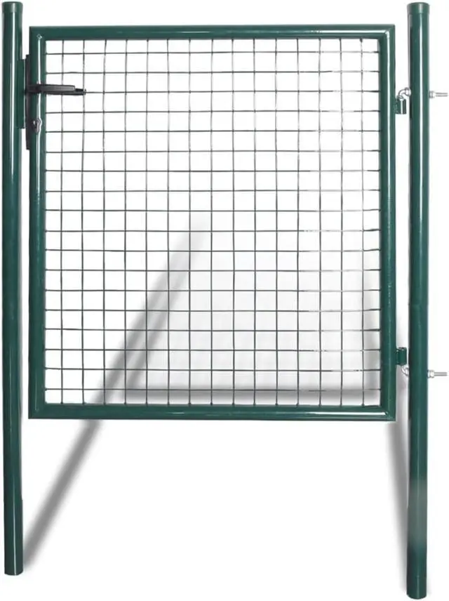 Alt view image 5 of 14 - vidaXL Fence Gate Metal Fence Post Outdoor Garden Gate Powder-Coated Steel