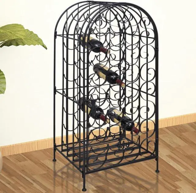 Alt view image 5 of 12 - vidaXL Wine Rack Stand for 35 Bottles Metal Holder Bar Liquor Display Storage
