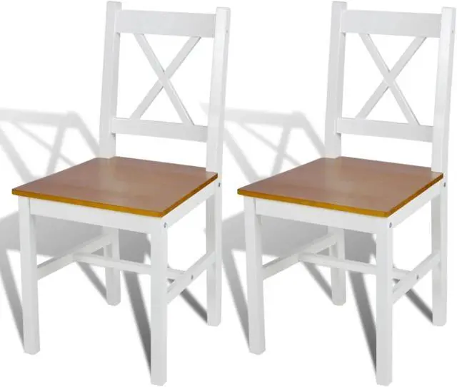 Alt view image 6 of 15 - vidaXL Dining Chairs 2 Pcs Accent Chair with Curved Slat Back White Pinewood