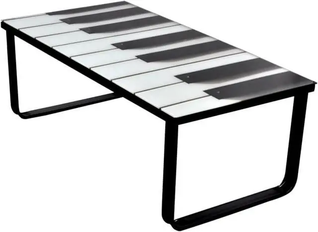 Alt view image 8 of 11 - vidaXL Coffee Table Accent End Table Side Table with Piano Printing Glass Top