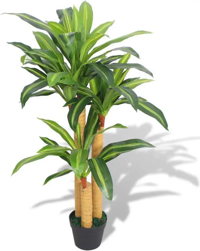 Alt view image 3 of 7 - vidaXL Artificial Dracaena Plant with Pot 39.4" Green