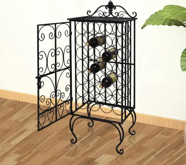 Alt view image 9 of 11 - vidaXL Wine Rack Wine Bottle Holder for 28 Bottles Floor Wine Cabinet Metal