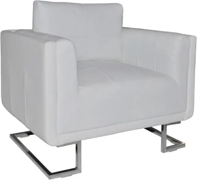 Alt view image 6 of 11 - vidaXL Armchair Upholstered Armchair Single Sofa with Chrome Feet White Leather