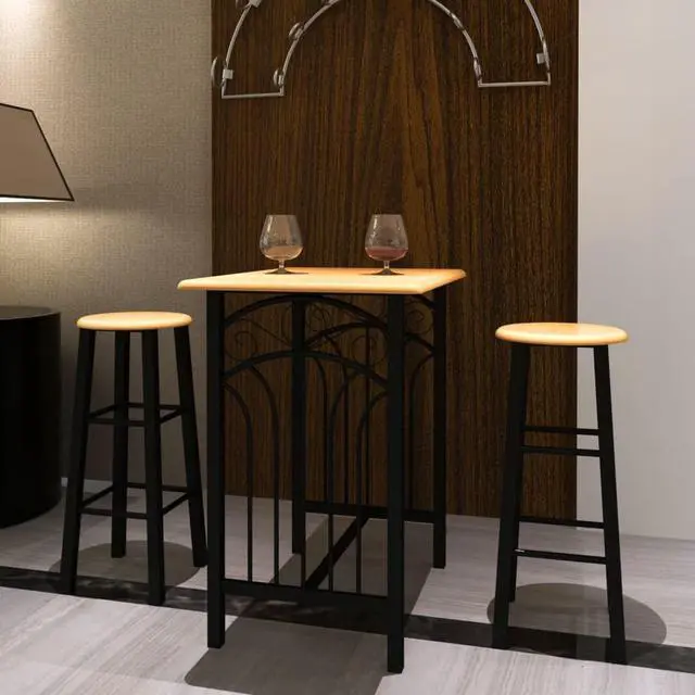 Alt view image 5 of 11 - vidaXL Dining Table Set 2 Chairs Breakfast Bar Dinner Table Stools Furniture