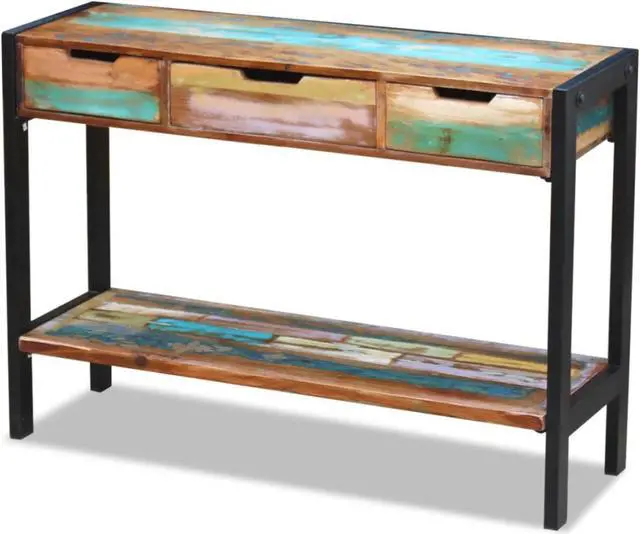 Alt view image 8 of 11 - vidaXL Solid Reclaimed Wood Sideboard Side Console Table Highboard 3 Drawers