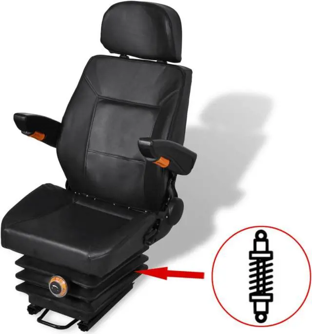 Alt view image 8 of 20 - vidaXL Tractor Seat w/ Suspension Black Forklift Replacement Relaxer Chair