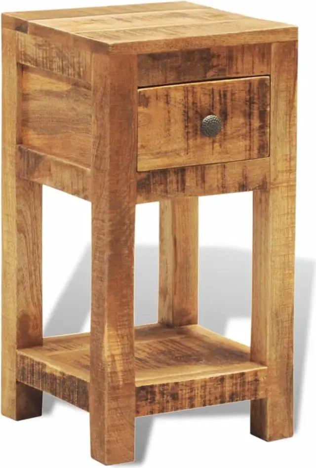 Alt view image 8 of 11 - vidaXL Solid Mango Wood Side End Table Storage Cabinet Nightstand 1 Drawer