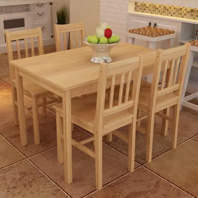 Main image of Wooden Dining Table with 4 Chairs Natural