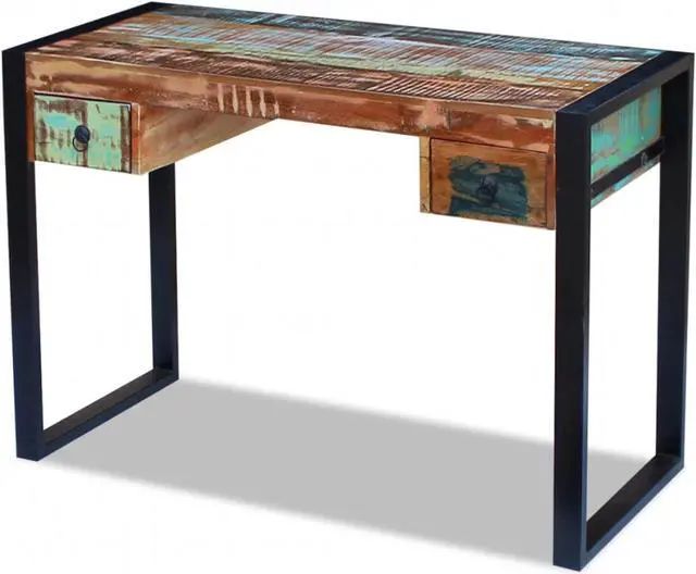 Alt view image 10 of 15 - vidaXL Desk Home Office Desk Computer Desk Workstation Solid Wood Reclaimed