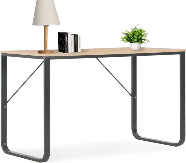 Alt view image 8 of 11 - vidaXL Computer Desk Home Office Table Writing Desk with Frame Black and Oak