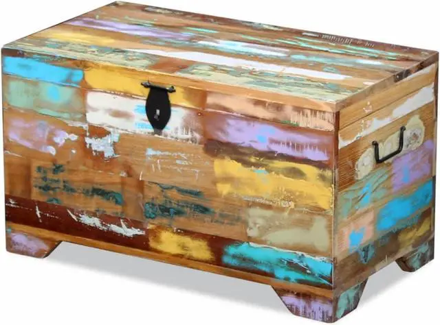 Alt view image 8 of 14 - vidaXL Storage Chest Solid Reclaimed Wood Box Entryway Trunk hallway Bench