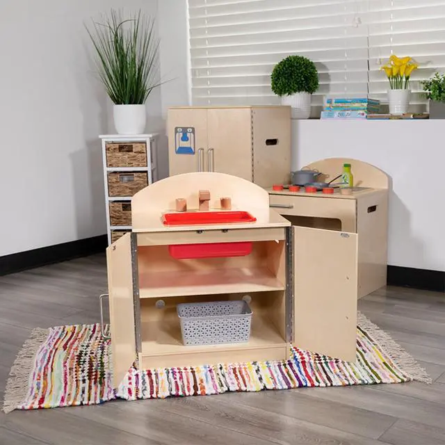 Alt view image 3 of 5 - Children's Wooden Kitchen Sink for Commercial or Home Use - Safe, Kid Friendly Design