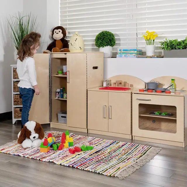 Alt view image 4 of 5 - Children's Wooden Kitchen Set - Stove, Sink and Refrigerator for Commercial or Home Use - Safe, Kid Friendly Design