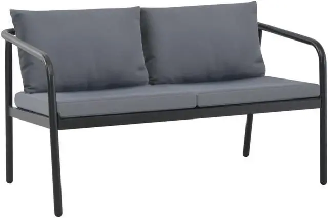 Alt view image 12 of 14 - vidaXL 2 Seater Sofa Couch with Cushions Patio Wicker Love Seat Aluminum Gray