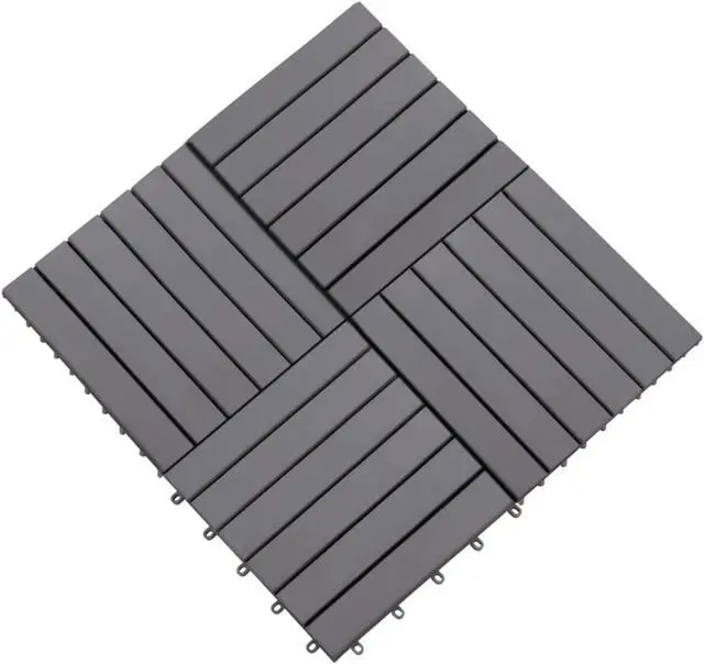 Alt view image 11 of 18 - vidaXL 10 pcs Decking Tiles, 11.8"x11.8", Solid Acacia Wood, Patio Tiles with Non-Slip Surface, Weather Resistant and Durable, Gray