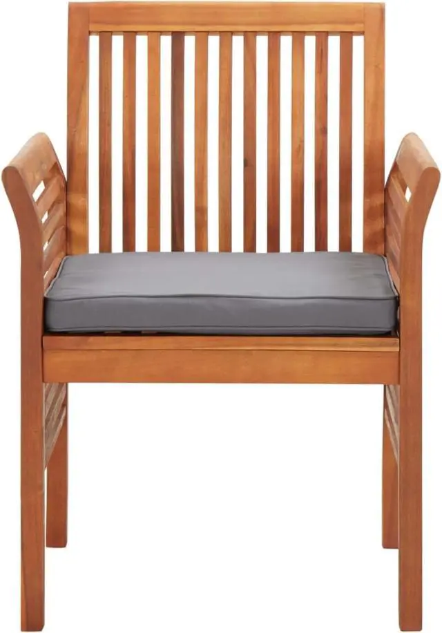 Alt view image 12 of 13 - vidaXL 2x Solid Acacia Wood Garden Dining Chairs with Cushions Slatted Patio