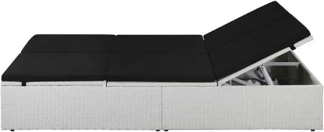 Alt view image 3 of 8 - vidaXL Sun Lounger with Cushion Poly Rattan Black