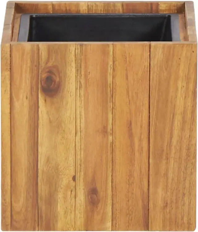 Alt view image 11 of 11 - vidaXL Solid Acacia Wood Garden Raised Bed Pot 9.6"x9.6"x9.8" Planter Box