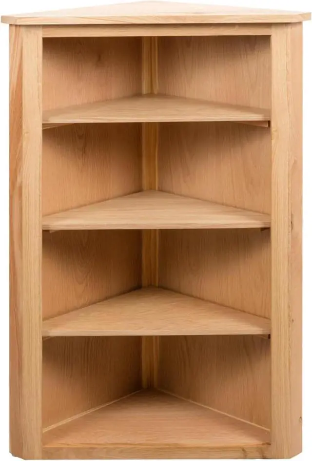 Alt view image 10 of 16 - vidaXL Solid Oak Wood Corner Shelf Space Saving Storage 23.2" Hallway Shelf