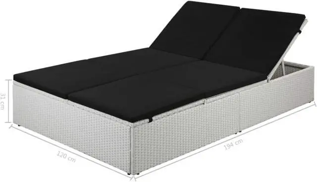 Alt view image 4 of 8 - vidaXL Sun Lounger with Cushion Poly Rattan Black