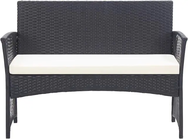 Alt view image 4 of 13 - vidaXL 4 Piece Garden Lounge Set with Cushion Poly Rattan Black