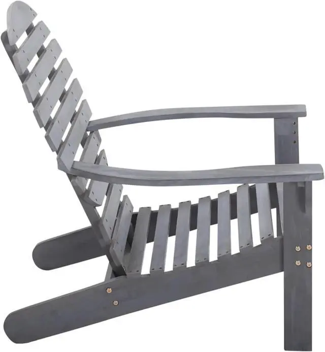 Alt view image 11 of 12 - vidaXL Folding Adirondack Chair Lawn Chair for Porch Solid Wood Acacia Gray