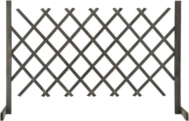 Alt view image 11 of 13 - vidaXL Trellis Fence Garden Trellis Lattice Gray 47.2"x35.4" Solid Firwood