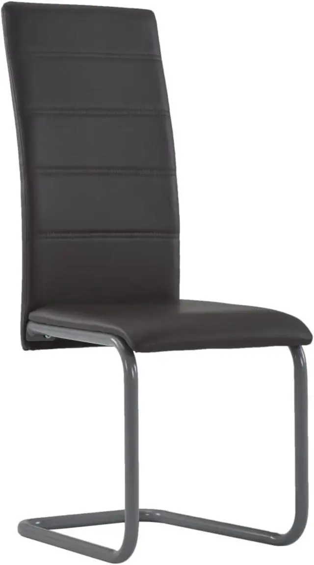 Alt view image 8 of 10 - vidaXL Dining Chair 4 Pcs Cantilever Dining Side Chair Brown Faux Leather