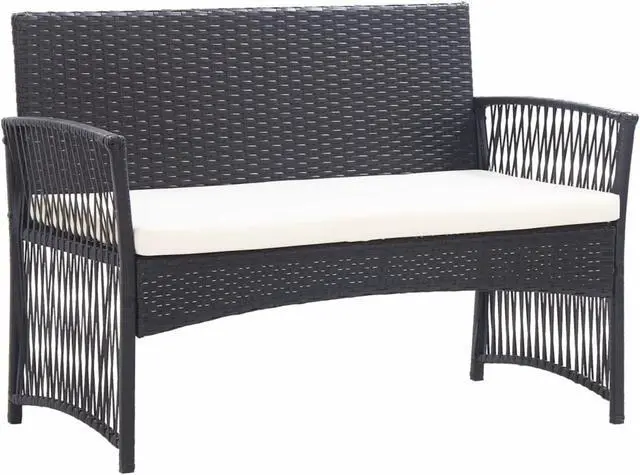 Alt view image 3 of 13 - vidaXL 4 Piece Garden Lounge Set with Cushion Poly Rattan Black