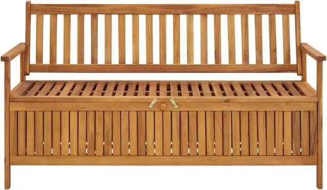 Alt view image 12 of 13 - vidaXL Outdoor Storage Bench Deck Box for Patio Furniture Solid Wood Acacia
