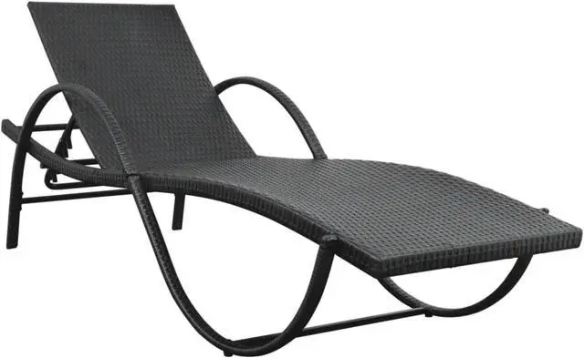 Alt view image 13 of 14 - vidaXL Patio Lounge Chair Outdoor Chaise Lounge with Cushion Poly Rattan Black