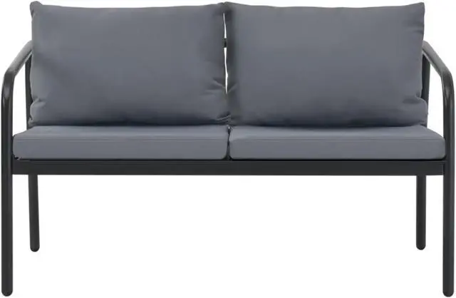 Alt view image 13 of 14 - vidaXL 2 Seater Sofa Couch with Cushions Patio Wicker Love Seat Aluminum Gray