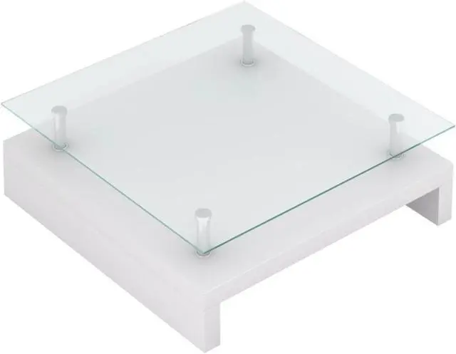 Alt view image 11 of 13 - vidaXL Coffee Table End Table Accent Sofa Table with Glass Tabletop White