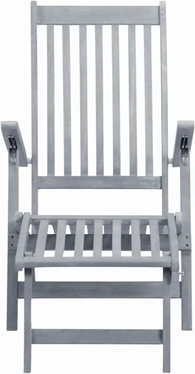Alt view image 13 of 14 - vidaXL Deckchair Patio Lounge Chair Folding Sunlounger Gray Solid Acacia Wood