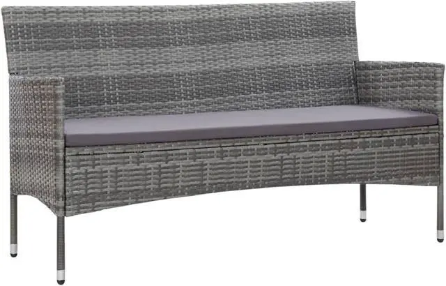 Alt view image 12 of 14 - vidaXL Patio Sofa 3-Seater Patio Sofa Patio Wicker Furniture PE Rattan Gray