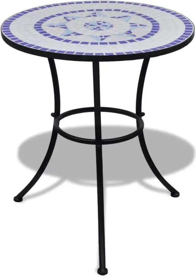 Alt view image 6 of 9 - vidaXL Bistro Table Mosaic Ceramic Blue White Outdoor Garden Patio Cafe Coffee