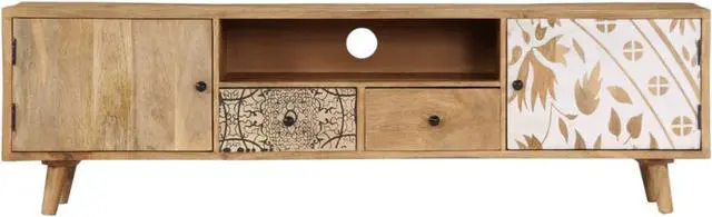 Alt view image 4 of 15 - vidaXL TV Cabinet 55.1"x11.8"x15.7" Solid Mango Wood