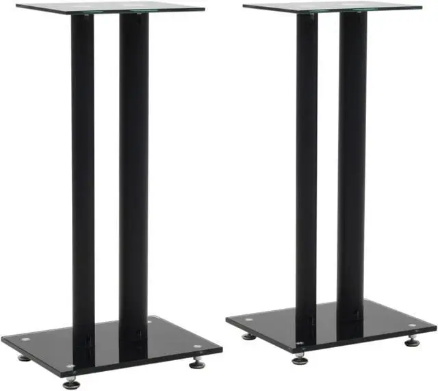 Alt view image 11 of 13 - vidaXL Speaker Stands Speaker Holder 2 Pcs Tempered Glass 2 Pillars Design Black