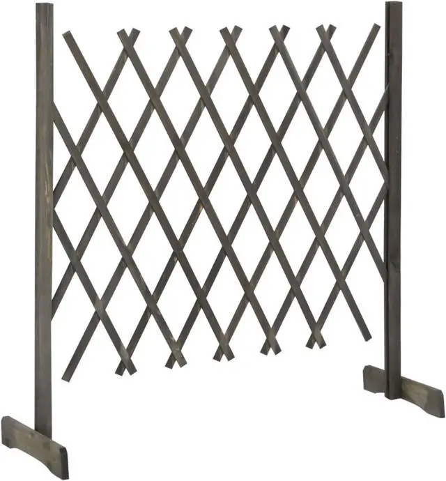 Alt view image 12 of 13 - vidaXL Trellis Fence Garden Trellis Lattice Gray 47.2"x35.4" Solid Firwood