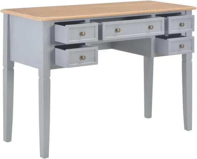 Alt view image 12 of 20 - vidaXL Writing Desk Computer Desk Laptop Table Home Workstation Gray Wood
