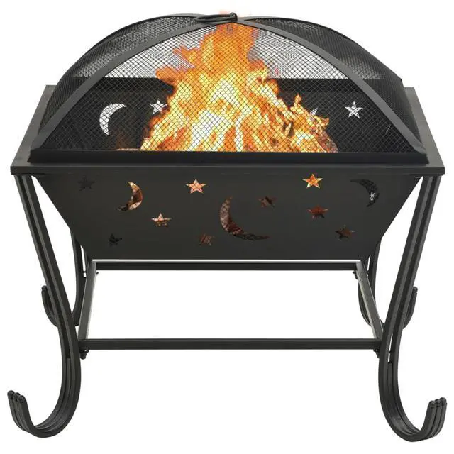 Alt view image 13 of 13 - vidaXL Fire Pit Outdoor Fireplace for Camping Firebowl with Poker XXL Steel