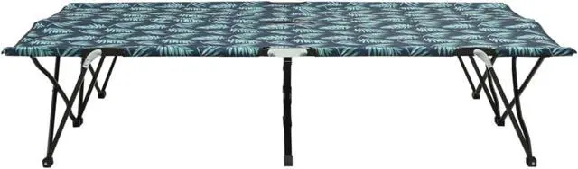Alt view image 2 of 10 - vidaXL Two Person Folding Sun Lounger Leaf Print Steel