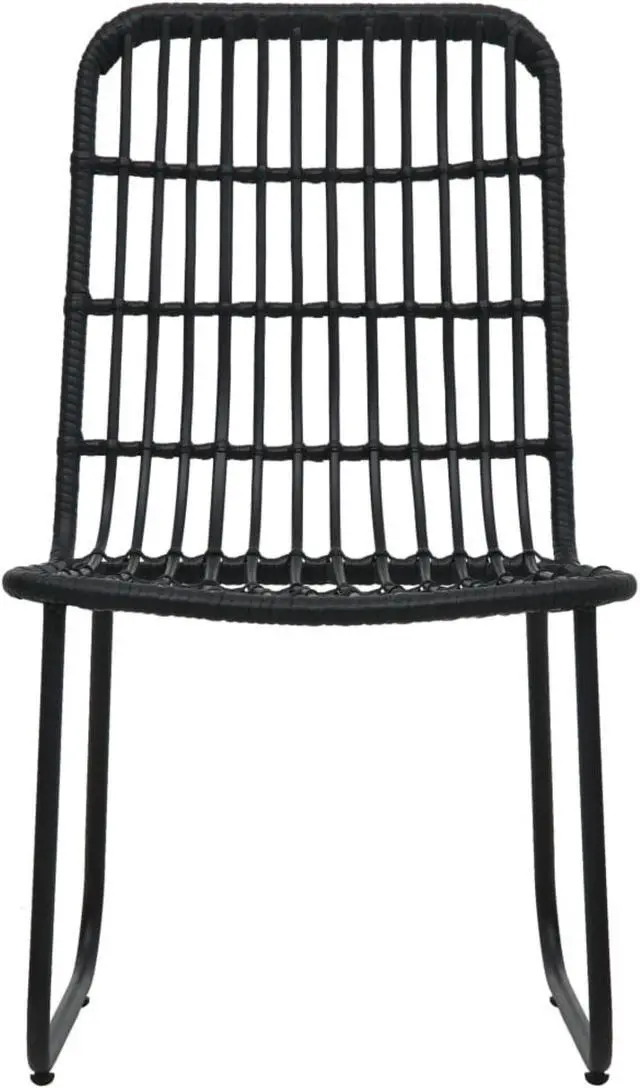 Alt view image 3 of 14 - vidaXL Garden Chair Set of 2 Black PE Rattan, Powder-Coated Steel