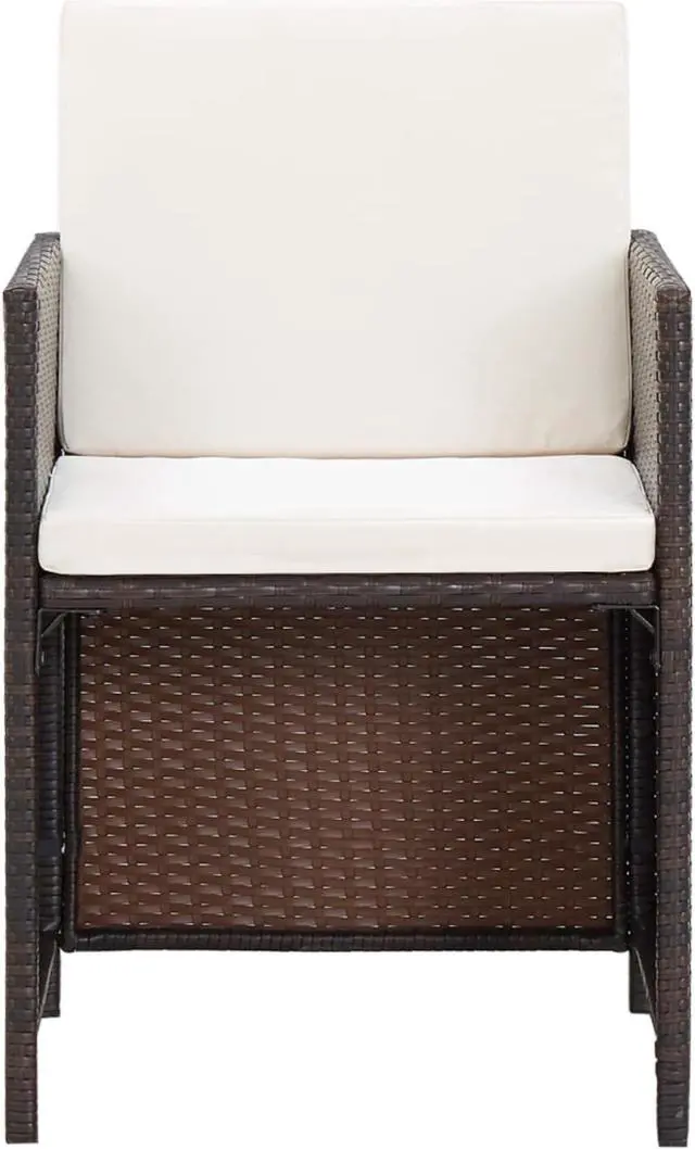 Alt view image 13 of 13 - vidaXL Patio Chairs 2 Pcs Patio Dining Chair with Cushions Poly Rattan Brown