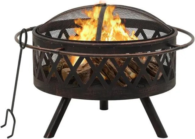 Alt view image 11 of 11 - vidaXL Fire Pit Outdoor Fireplace for Camping Firebowl with Poker XXL Steel