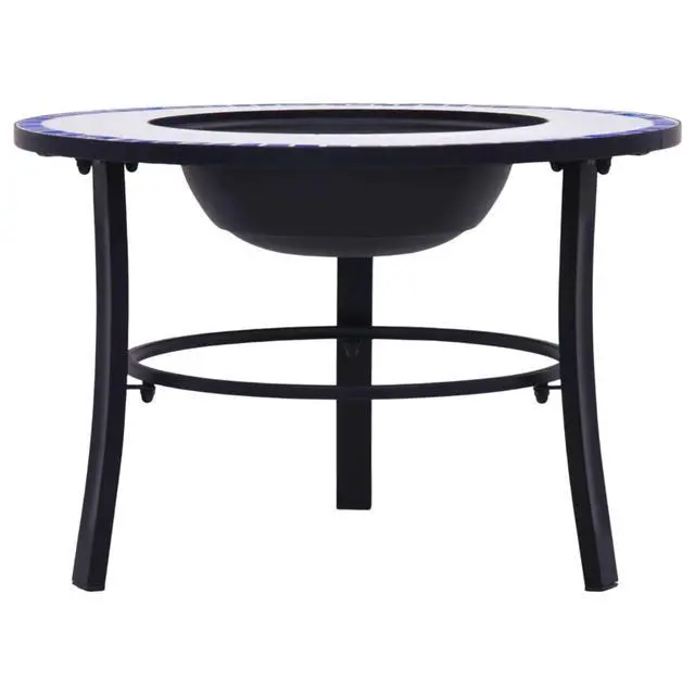 Alt view image 14 of 20 - vidaXL Fire Pit Fireplace Camping Picnic Firebowl Outdoor Blue and White Ceramic